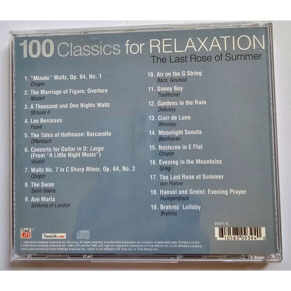 100-Classics For Relaxation: The Last Rose Of Summer CD Time Life Audio Music - Picture 6 of 7